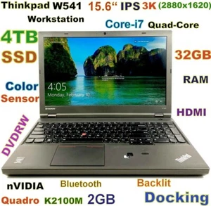 Workstation Thinkpad W541 i7-QUAD 4TB SSD 32GB 15.6 3K IPS Quadro K2100M + Dock - Picture 1 of 14