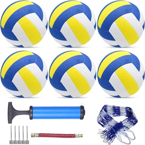 6-Pack Official Size 5 Volleyballs – Synthetic Leather Volley Balls with Accesso - Picture 1 of 11