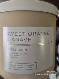 NEW WHITE BARN (SWEET ORANGE AGAVE) 3-Wick Candle Bath & Body Works LE!💝 - Picture 1 of 1