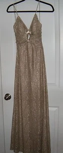 Cache Gold Lace Crochet Prom Formal Pageant Evening Gown Long NWT Size 2 Sexy - Picture 1 of 1