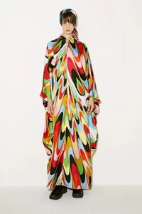 Summer Wear Satin Silk Caftan, Multi Color Printed Kaftan For Women's J5883 - Picture 1 of 6
