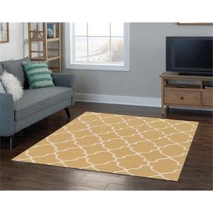 Linon Trio Geo Hand Tufted Polyester 5'x7' Rug in Yellow - Picture 1 of 5