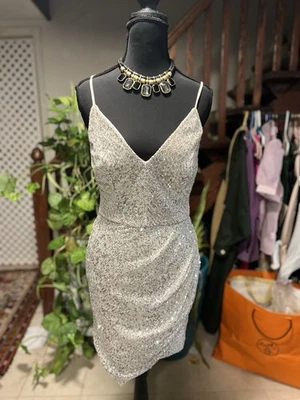 Vestido ceñido al cuerpo de lentejuelas plateadas - Sexy traje de fiesta y vacaciones, Nochevieja Foto 1 de 4