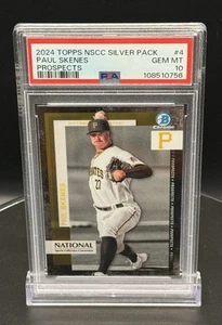PAUL SKENES Topps 2024 paquete plateado Bowman cromo nacional NSCC #TP-4 PSA 10 GEMA - Imagen 1 de 6