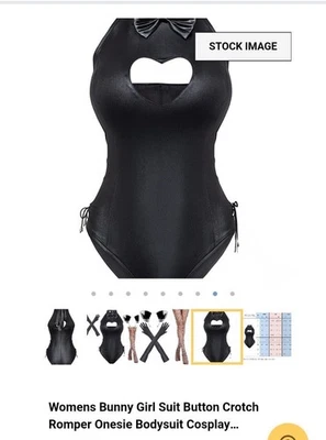 Women's Bunny Girl Suit Small Romper One Piece Bodysuit Cosplay With Accessories - Image 1 of 4