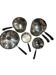 Revere Ware Pentole Fondo Rame Pentole Padelle Coperchi Set 10 Pezzi - Foto 1 di 3