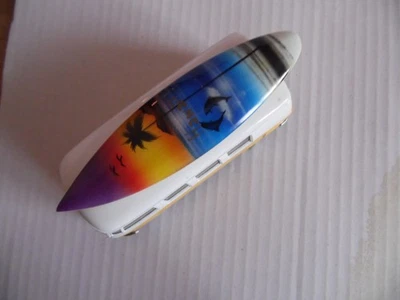 Kinsmart 1962 Volkswagon Bus in yellow and white with roof mounted surfboard - Image 1 of 4