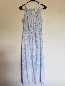 Old Navy White and Blue Geometric Design Halter Style Maxi Dress Size SP - Picture 1 of 13