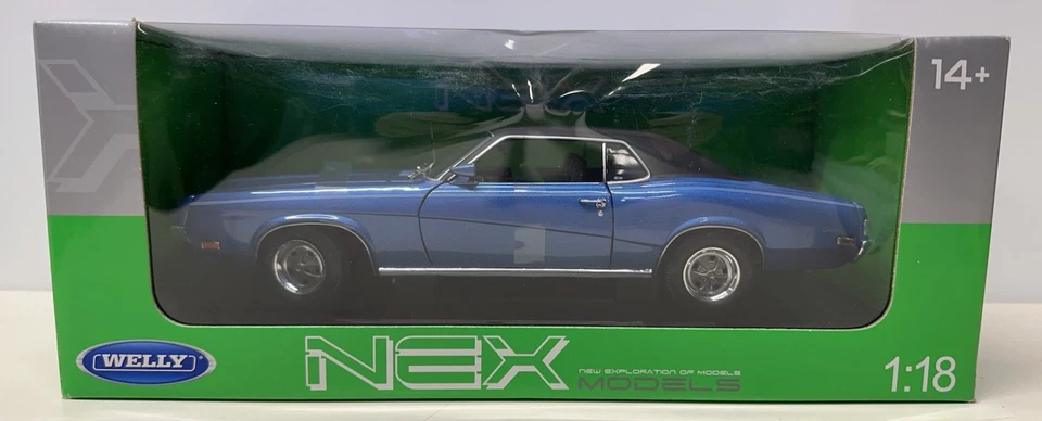 1 18 Welly Nex Models 1970 Mercury Cougar XR7 Blue Unopened #12521W