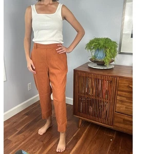 J. Jill NWT Burnt Orange Linen Stretch Crop Pull On Pant SIZE L - Picture 1 of 9