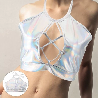  Women Top Short Sleeveless Crop Top Party Top Costume Top for Prom Beach - Image 1 of 4