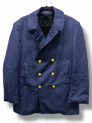 Abrigo militar de lana azul vintage 1986 US Navy Reefer Peacoat 44R Foto 1 de 4