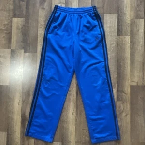 Adidas Pants youth Boys Large Blue Black Stripes Windbreaker Track Pants - Picture 1 of 9