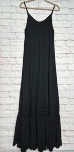XL/1X/2X New Anthropologie Black Cotton Knit Maxi Dress 118$ - Picture 1 of 15