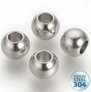 10 STAINLESS STEEL 304 SPACER BEADS 8mm ROUND RONDELLE LARGE HOLE 4mm STA4 - Picture 1 of 3
