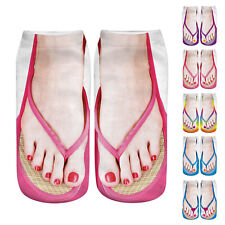 3D Pattern Manicure Print Socks Flip Flop Funny Hidden Running Socks Women