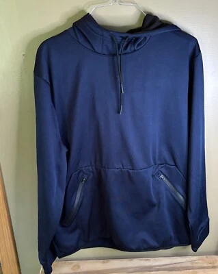 Xersion Quick Dri Pull Over 女式海军蓝连帽衫 L 码 100% 聚酯纤维  — 第 1/4 张图片