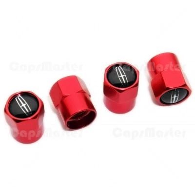 4 peças tampas de válvula de ar pneu roda de carro Lincoln ajuste sextavado haste tampa de poeira decoração vermelha - Imagem 1 de 4
