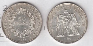 FRANCIA 50 FRANCHI 1977 ARGENTO 900/.. Peso 30 grammi Conservazione SPL/FDC - Picture 1 of 1