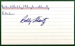BOBBY SHANTZ BASEBALL AUTOGRAPH INDEX CARD - Picture 1 of 1