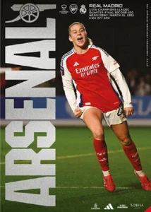 Arsenal Women V Real Madrid Women 26/03/25 Champions League 1/4 Final Programme - Picture 1 of 2