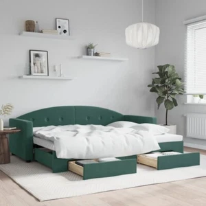 Tagesbett Ausziehbar mit Schubladen Dunkelgrün 80x200 cm Samt - Bild 1 von 9
