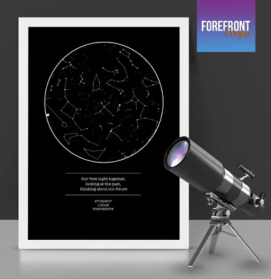 FOREFRONTDESIGNS Personalised star/sky map print - perfect gift engagement/anniversary/valentines