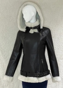 Women B3 Real Sheepskin Shearling Leather Removeable Hood Jacket - Picture 1 of 6