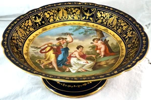 Royal Vienna Bindenschild Footed Centerpiece Bowl Stunning Handprinted Scenery 1 - Picture 1 of 8