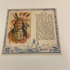 T129 Red Man Chewing Tobacco, American Indian Chiefs, 1952, #16 Big Snake