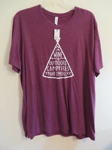 Neu mit Etikett meliert lila weinrot The Outdoors Lagerfeuer und S'Mores S/S T-Shirt - Größe 2X - Bild 1 von 6