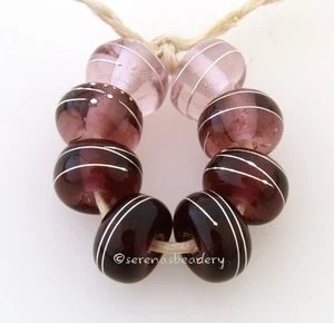 2 TRANSPARENT AMETHYST * with Fine Silver Wire - Lampwork Glass Beads - taneres - Picture 1 of 22