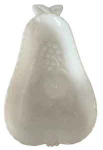 VTG 50's Hazel Atlas White Milk Glass Pear Shape Raised Fruit Nut Dish Tray - Picture 1 of 4