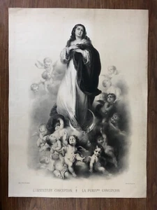 Lithographie XIXe siècle L'IMMACULEE CONCEPTION Allégorie Ed. TURGIS Paris - Foto 1 di 9