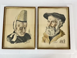 French Art Print DANIEL DERVEAUX  Paire De Portraits Couple Brenton 1958 - Picture 1 of 10