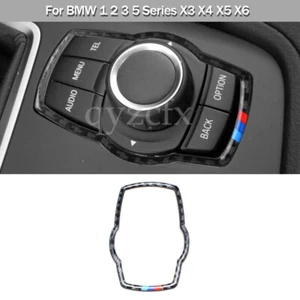 Carbon Fiber Multimedia Drive Knob Cover Trim For BMW 1 2 3 5 Series X3 X4 X5 X6 - Picture 1 of 11