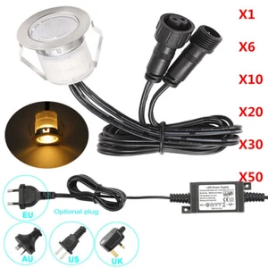 30mm Warm White LED Outdoor Garden Landscape Recessed Stair Step Deck Lights 12V - Picture 1 of 8