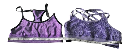 Lote de 2 sujetadores deportivos deportivos morados talla pequeña sin relleno abdomen Foto 1 de 2
