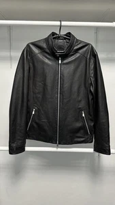 Corneliani Men's Leather Lambskin Black Biker Jacket Size 52 - Picture 1 of 15