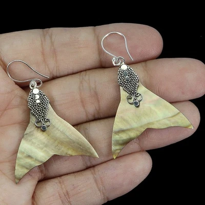 Pendientes de plata de ley 925 elegantes madreperla 28x26 mm joyas de piedras preciosas Foto 1 de 4