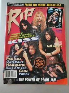 RIP Magazine, Oct 1992, Kiss, Pantera, Metallica Poster, Axl Rose, Pearl Jam GNR - Picture 1 of 6