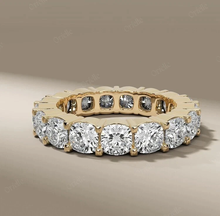 Anillo banda de eternidad de lujo de oro amarillo de 14 quilates sólido diamante natural corte redondo de 5,00 quilates Foto 1 de 4
