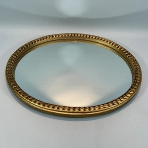 Vintage ovaler Spiegel gold verzierter Rahmen Wohndeko 36 cm x 31 cm - Bild 1 von 11