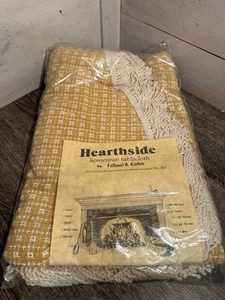 Hearthside Homespun Tablecloth Fallani & Cohn Mustard Yellow Round 70” Fringe - Picture 1 of 7