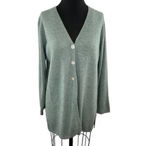 VTG Soft Surroundings Heathered Green Wool Cashmere Angora Cardigan Sweater M - Picture 1 of 7