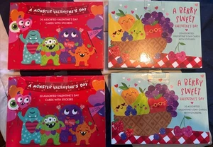 4 pc LOT KIDS VALENTINE’s DAY 20 ea CARD SETS WITH STICKERS. NEW SEALED PAPYRUS - Picture 1 of 5