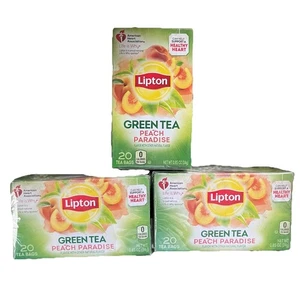 3 Boxes Lipton Green Tea Peach Paradise - 20 Ct Tea Bags Each Best By 6/25 - Picture 1 of 1