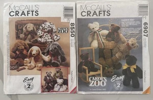 2 Stück ~ McCall's Crafts 8550 & 6907 Carol’s Zoo Hund, Katze, Bär Schnittmuster - Bild 1 von 7