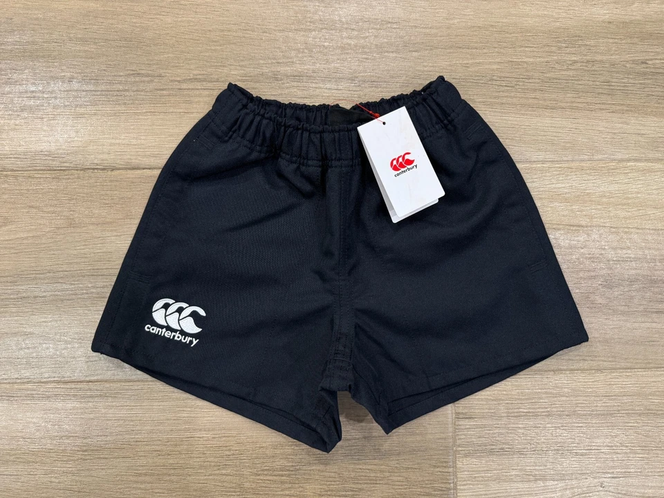 Nuevos Pantalones Cortos de Rugby Canterbury Niños PEQUEÑOS 6 Negros Junior Profesionales Nueva Zelanda Foto 1 de 4