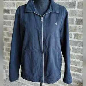 Volcom True To This Black Canvas Zip Front Jacket W/ Ivory Fleece Lining Sz M - Picture 1 of 7